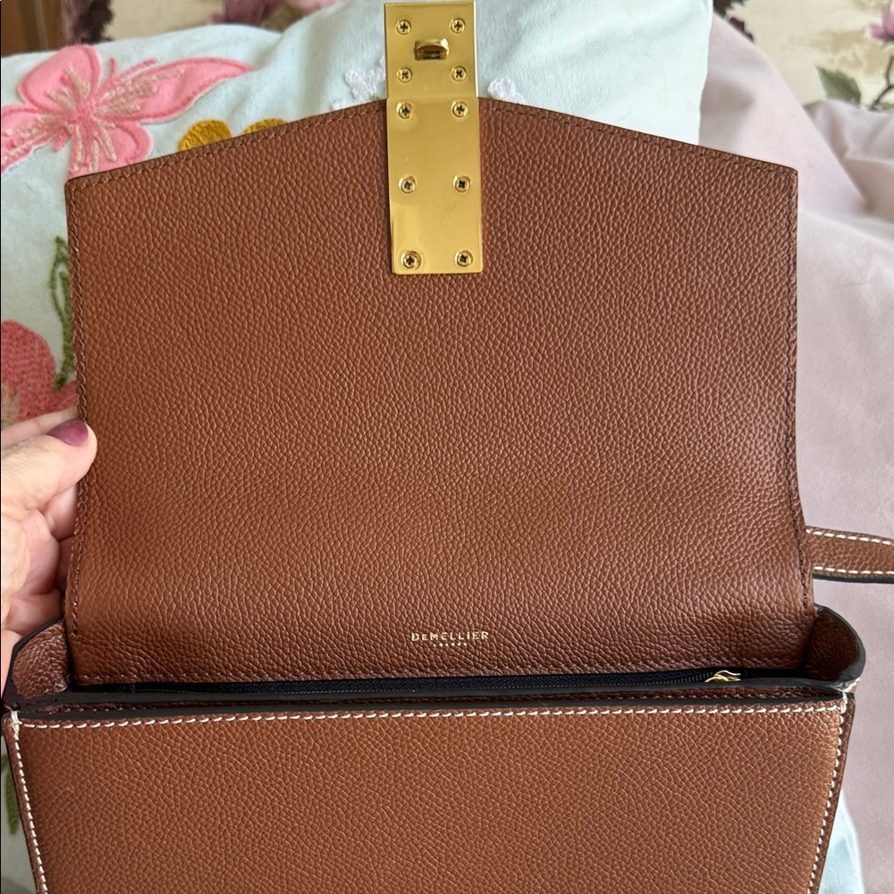 DeMellier Brown Leather Crossbody with Gold Hardware Accent - Picture 7 of 14